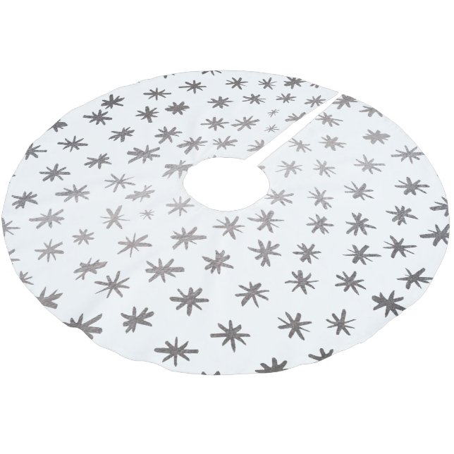 Metallische Sterne - silber Polyester Weihnachtsbaumdecke (Schrägansicht)