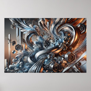 Metallische Strömungen Poster