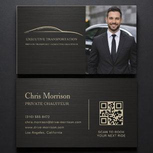 Metallische Transportwagen-QR-Code-Foto Schwarz &  Visitenkarte