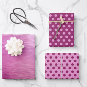 Metallische Trauben Lila Pink Berry Dot Weihnachte Geschenkpapier Set