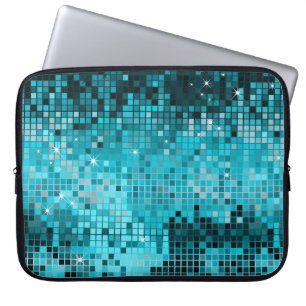 Metallische türkisfarbene Sequins Look Disco Mirro Laptopschutzhülle