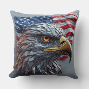 Metallischer 3D patriotischer Adler USA-Freiheitss Kissen
