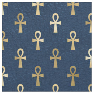Metallischer ägyptischer Ankh auf Navy Blue Stoff