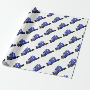Metallischer Blau-halb Sattelzug-LKW Geschenkpapier