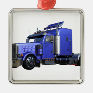 Metallischer Blau-halb Sattelzug-LKW Silbernes Ornament