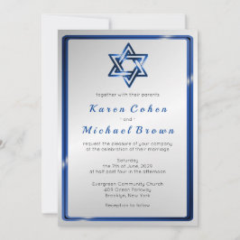 Metallischer blauer Davidsstern Jüdische Hochzeit Einladung