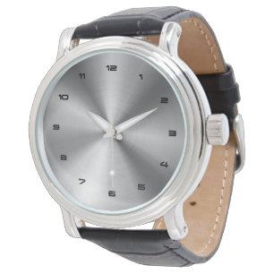 Metallischer Blick silbergrau Hintergrund Armbanduhr