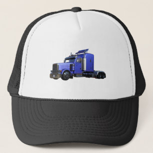 Metallischer Blue Semi Truck in drei Vierteln Ansi Truckerkappe