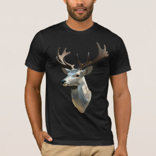 Metallischer Cyber-Hirschkopf-Steampunk-Wandkunst- T-Shirt