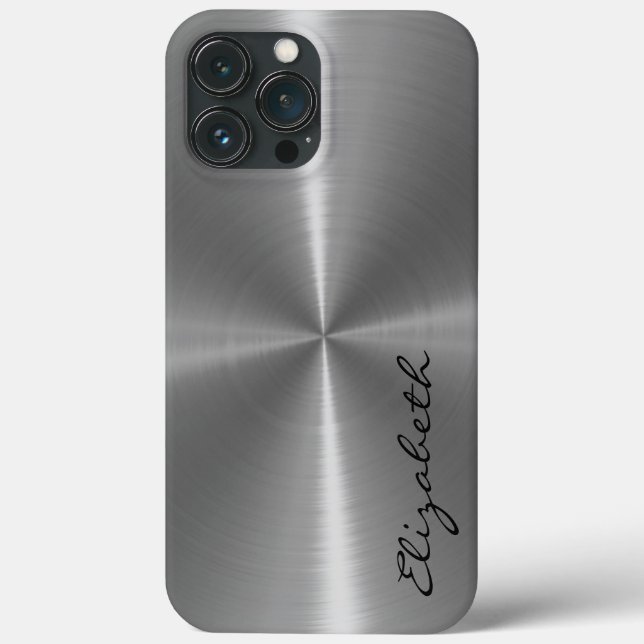 Metallischer Edelstahlaussehen Case-Mate iPhone Hülle (Rückseite)