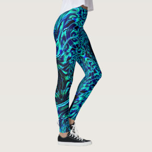 Metallischer Effekt mit verdrilltem blauem + grüne Leggings