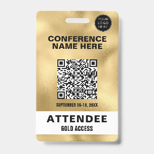 Metallischer falscher Goldfolien-QR-Code Konferenz Ausweis