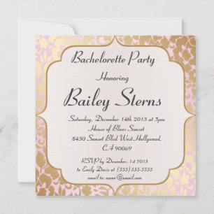 Metallischer Golden Rose Rosa Junggeselinnen-Absch Einladung