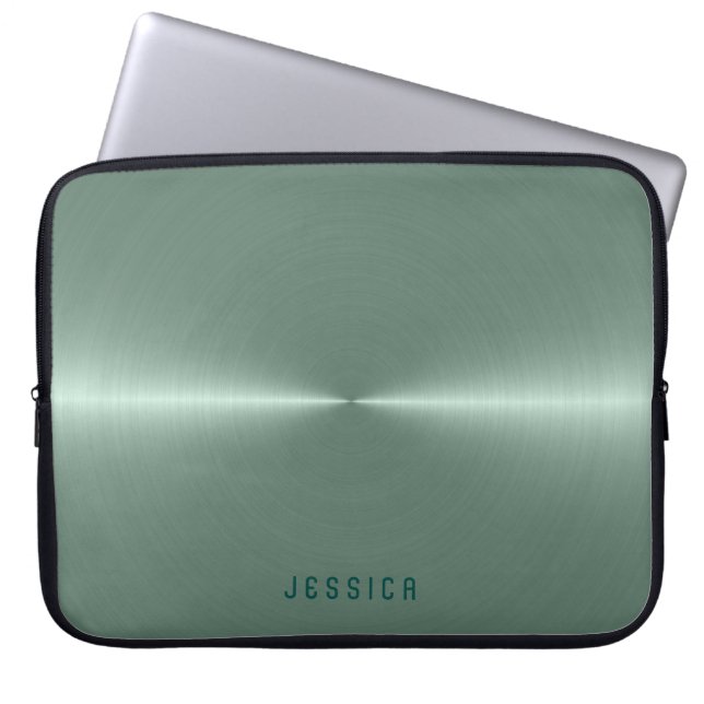Metallischer, grüner Edelstahl-Look Laptopschutzhülle (Vorderseite)