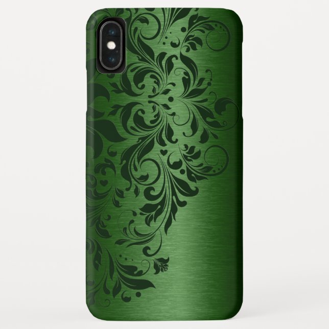 Metallischer grüner Hintergrund mit dunkelgrüner S Case-Mate iPhone Hülle (Rückseite)