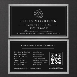 Metallischer HLK-Techniker-QR-Code Visitenkarte