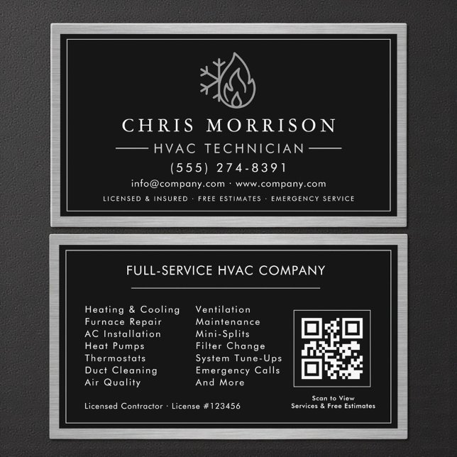 Metallischer HLK-Techniker-QR-Code Visitenkarte (Von Creator hochgeladen)