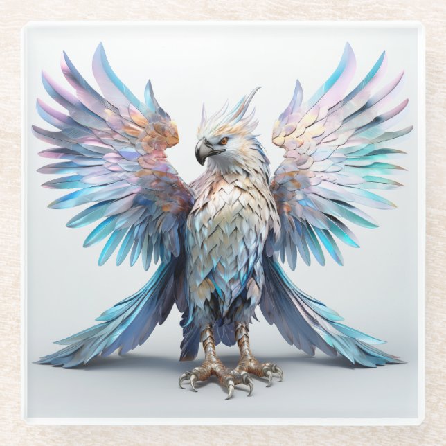 Metallischer Iridescent Eagle Glasuntersetzer (Vorderseite)