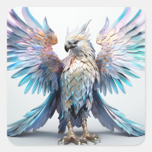 Metallischer Iridescent Eagle Quadratischer Aufkleber
