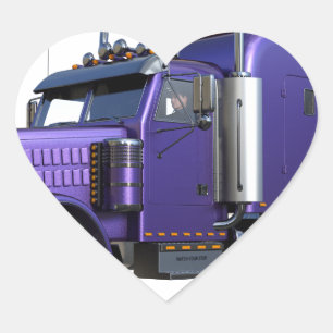 Metallischer lila halb Traktor-Anhänger-LKW Herz-Aufkleber