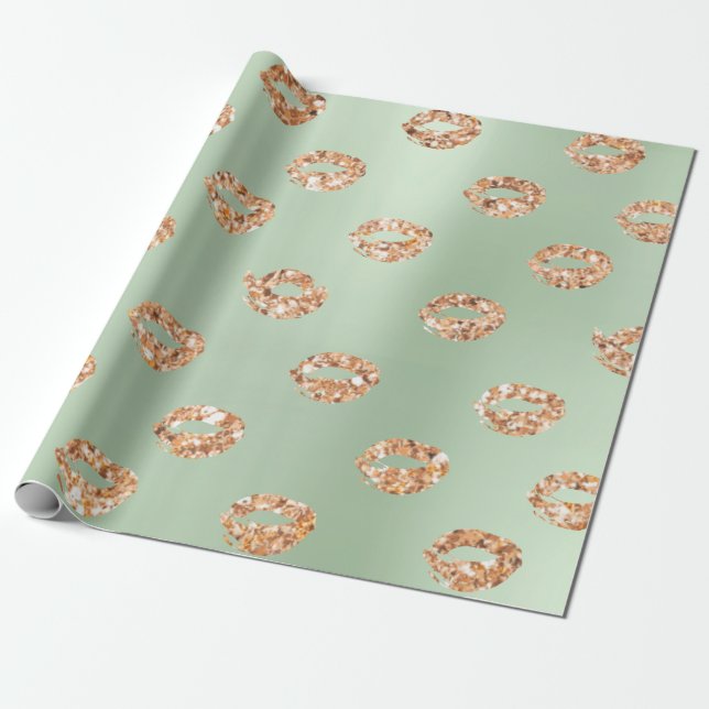 Metallischer Minze Green Tiffany 3D Rose Gold Kupf Geschenkpapier (Ungerollt)