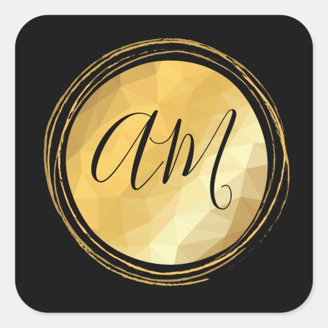 Metallischer Monogrammbrief Quadratischer Aufkleber (Vorderseite)