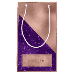 Metallischer NamensRosen-Goldnamen-lila violetter Kleine Geschenktüte