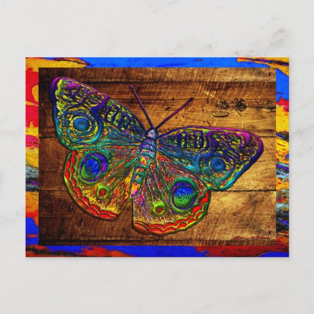 Metallischer Regenbogen-Schmetterling Postkarte (Vorderseite)