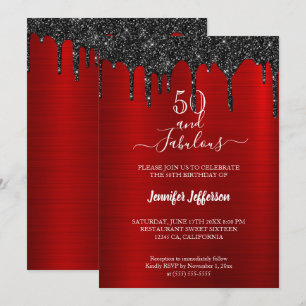 Metallischer roter Glitzer Einladung zum Geburtsta