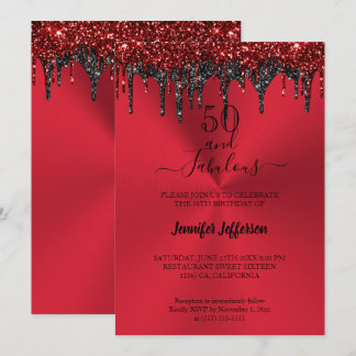 Metallischer roter Glitzer Einladung zum Geburtsta