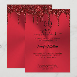 Metallischer roter Glitzer Einladung zum Geburtsta