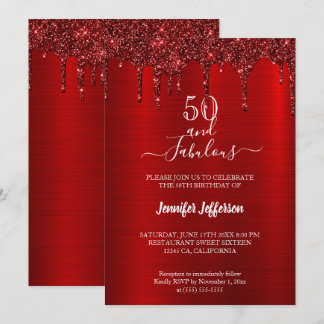Metallischer roter Glitzer Einladung zum Geburtsta