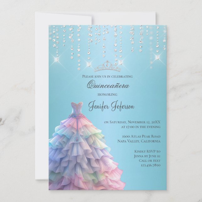 Metallischer roter Glitzer Quinceanera Einladung (Vorderseite)