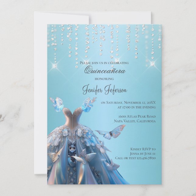 Metallischer roter Glitzer Quinceanera Einladung (Vorderseite)