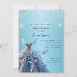 Metallischer roter Glitzer Quinceanera Einladung