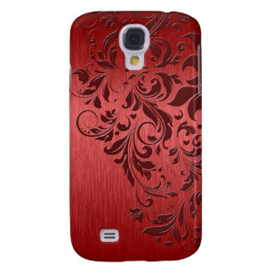 Metallischer roter Hintergrund mit dunkelroter Spi Galaxy S4 Hülle