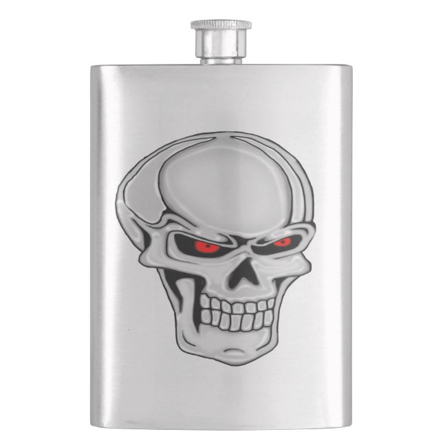 Metallischer Schädel Flachmann (Vorderseite)