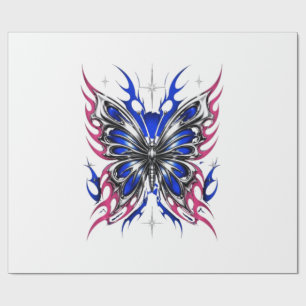 Metallischer Schmetterling Blau Rosa Flügel – Goth Geschenkpapier