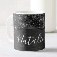 Metallischer Schwarzer Glitzer Personalisiert