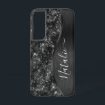 Metallischer Schwarzer Glitzer Personalisiert Samsung Galaxy Hülle<br><div class="desc">Dieses schwarz gebürstete Metall und glamouröse Imitate Glitzer gemustert Handy Gehäuse mit Ihrem eigenen individuelle Name leicht personalisieren.</div>