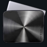 Metallischer schwarzer Slick Shiny Stainless Steel Laptopschutzhülle<br><div class="desc">Schwarz glänzender,  schlichter Metalldesign,  Edelstahl-Look,  Laptop-Ärmel. Benutzerdefiniertes und optionales Monogramm</div>