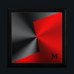 Metallischer, schwarzer und roter Edelstahl Erinnerungskiste<br><div class="desc">Die geometrische Linienführung ist in Schwarz-Rot-Imitat gehalten.</div>