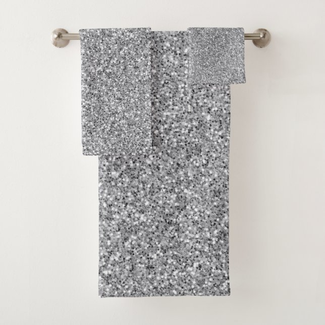 Metallischer Silber-Glitzer Badhandtuch Set (Insitu)