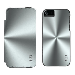 Metallischer Silber-Gray-Stahllook Incipio Watson™ iPhone 5 Geldbörsen Hülle