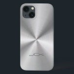 Metallischer Silber-Gray-Stahlschau Case-Mate iPhone Hülle<br><div class="desc">Silber-Töne glänzend metallisches Design mit rostfreiem Stahllook (Abbildung der metallischen Textur). In kommt in vielen verschiedenen Farben grau bis glänzend schwarz. Nicht echtes Metall, sondern Bild davon. Einfach und elegant mit modernen 3 Initialen, anpassbar Monogramm. Wenn Sie Hilfe bei der Anpassung eines meiner Designs benötigen, kontaktieren Sie ArtOnWear Designer. Kostenlose...</div>
