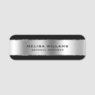 Metallischer Silver Look und Schwarz Namensschild