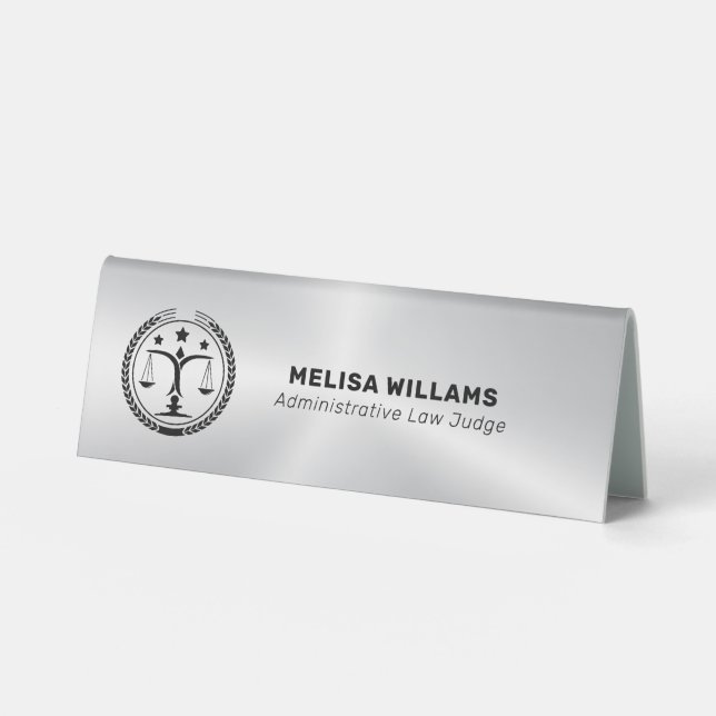 Metallischer Silver Look und Schwarz Tischaufsteller (Vorderseite)