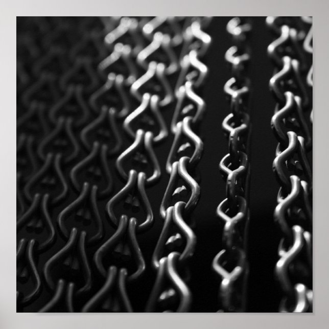 Metallischer Vorhang schwarz-weiß Poster (Vorne)