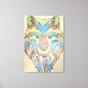 Metallischer Wolf Original auf Leinwand