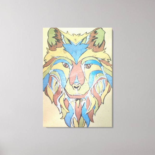 Metallischer Wolf Original auf Leinwand (Vorderseite)